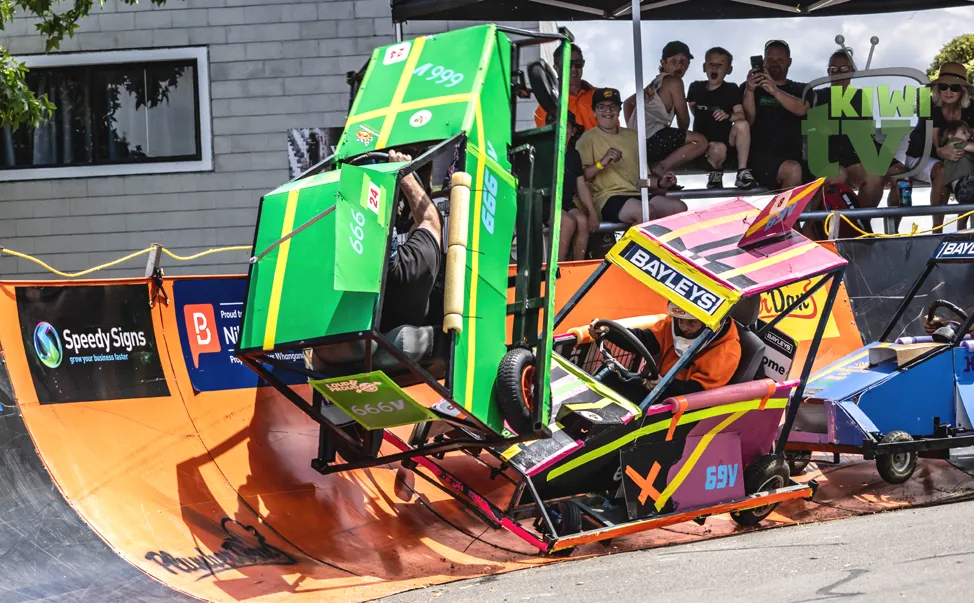 Food truck alley serving coffee to derby spectators